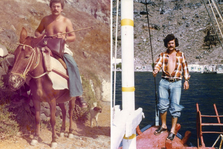 Ο Βασίλης Παυλιδέλης επί το έργον, επισκέπτεται ως αγροτικός ιατρός τους κατοίκους στο απομονωμένο νησί Θηρασιά, Σαντορίνη.