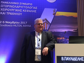 O Dr. med. B. Παυλιδέλης, ομιλητής στο 19ο Πανελλήνιο ΩΡΛ Συνέδριο, HILTON- Aθήνα , Νοέμβριος 2017.